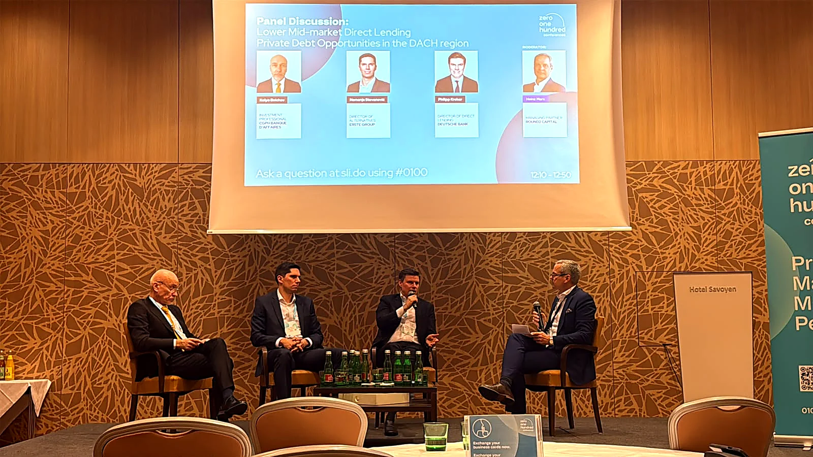 Private debt panel at the 0100 DACH Conference, Austria Trend Hotel Savoyen, Vienna 2026